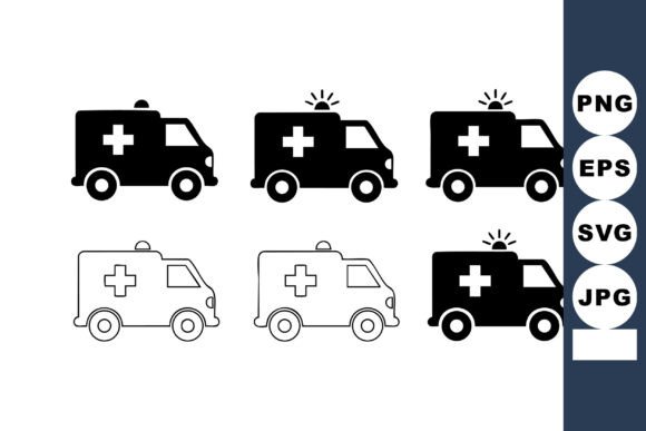 Ambulance Emergency Vehicle Icons Set Wi