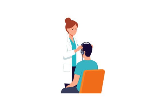 Audiologist Examining Patient with Headp