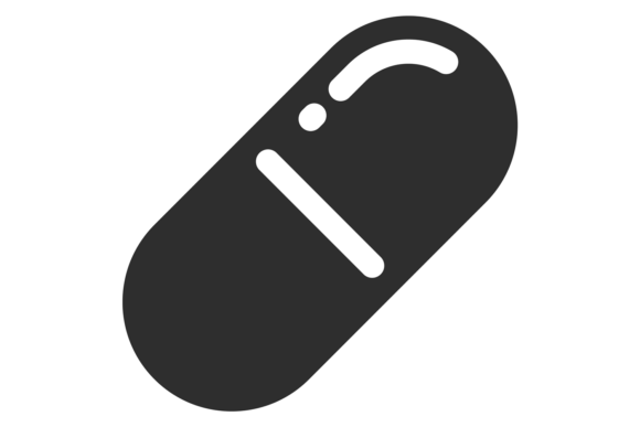 Capsule Black Icon. Pharmacy Symbol. Med