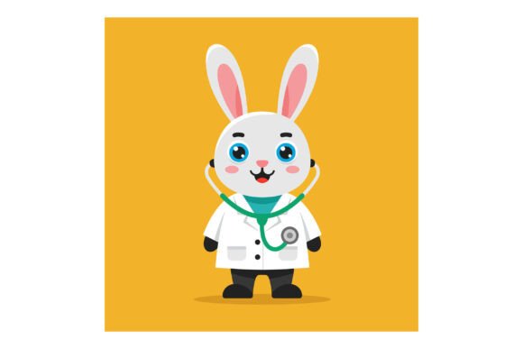 Cute Cartoon Rabbit Dressed As a Doctor