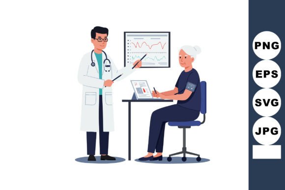 Doctor Explaining Health Data to Senior