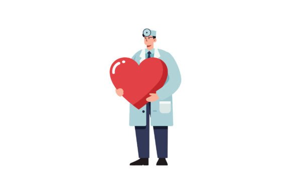 Doctor in a White Coat Holding a Large R