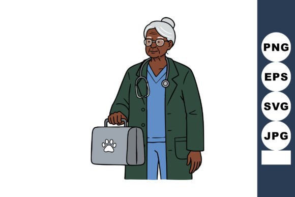Elderly Female Veterinarian Holding Medi