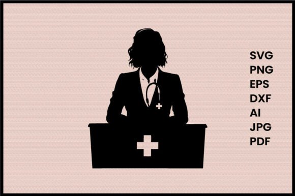 Female Doctor at Hospital Desk Silhouette