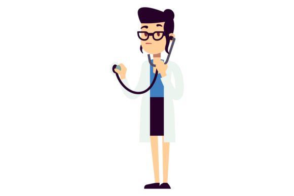 Female Doctor Check with Stethoscope. Me