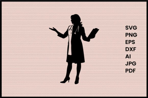Female Doctor Explaining Diagnos Silhou