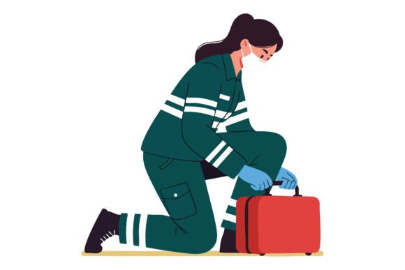 Female Paramedic Wearing Protective Mask