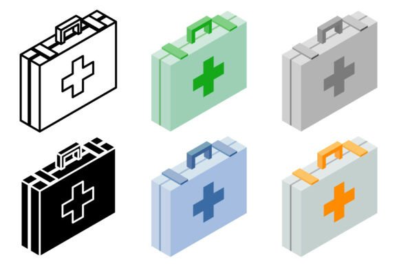 First Aid Kit Isometric Illustration