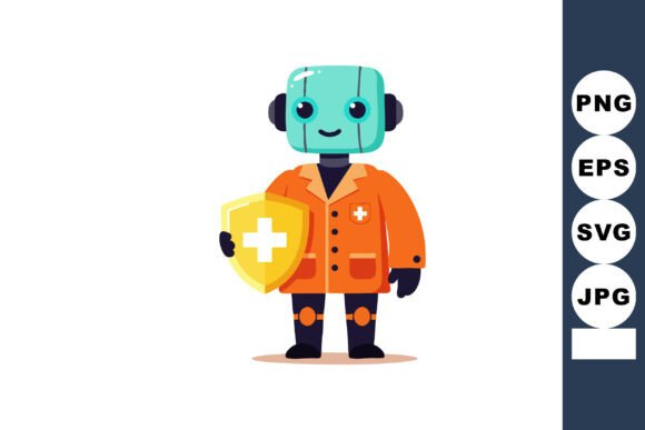Friendly Robot Holding Shield with Medic