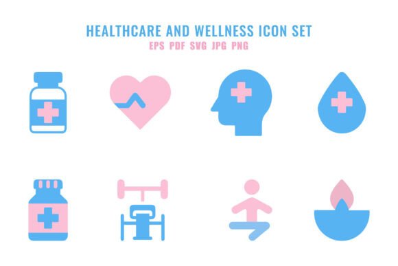Healthcare and Wellness Icon Set for Embroidery