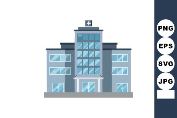 Hospital Building with Blue Glass Window