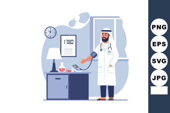 Male Arab Doctor Measuring Blood Pressure
