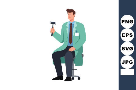 Male Neurologist Doctor Holding Reflex H