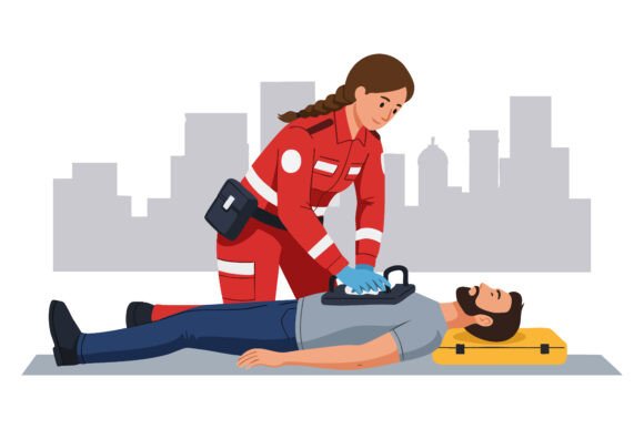 Paramedic Performing CPR on Unconscious